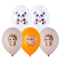 1103-3289 Шар с рис 14" Зверюшки милые 5 цв