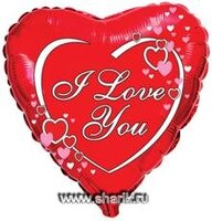 1202-0411 Ф 18" ILY Сердца на красном фоне(FM)