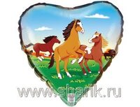 1202-0447 Ф 18" Лошади(FM)
