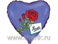  1202-0474 Ф 18" Роза на синем Thanks(FM)