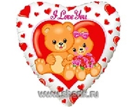1202-0876 Ф 18" ILY Медвежата с цветами/FM