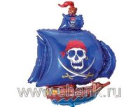 1207-1041 Ф ФИГУРА/11 Корабль пиратский синий/FM	