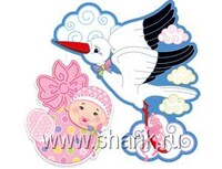 1505-0553 Подвеска Аист с девочкой 41см/М