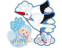 1505-0554 Подвеска Аист с мальчиком 41см/М