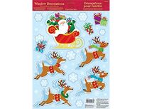 1507-1423 Наклейка н/окно Санта с оленями 15шт/A