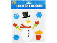 1507-1698 Наклейка гелев на окно Снеговик/G