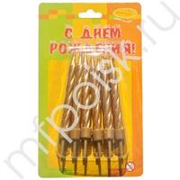 MC Свечи Золотые с держателями 12шт 6см