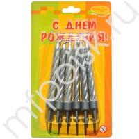 MC Свечи Серебряные с держателями 12шт 6см