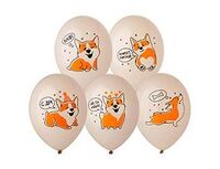 1103-3255 Шар с рисунком 14" С ДР Корги 2цв