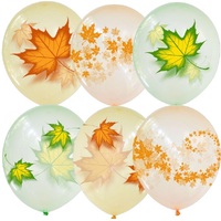 Воздушные шары Кристалл Bubble ассорти рис. Кленовые листья 25шт 12"/30см