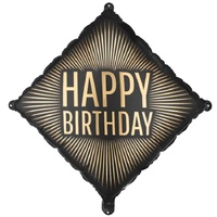 1202-4419 ПД 18" РОМБ HAPPY BIRTHDAY Black Gold