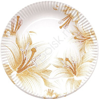 Тарелки бумажные Золотые Цветы 18см 6шт
