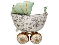 1207-6579 К ФИГУРА Коляска Винтаж мятная сатин