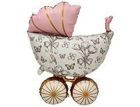 1207-6580 К ФИГУРА Коляска Винтаж розовая сатин
