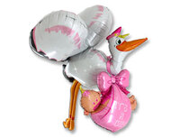 1207-2141 Г ФИГУРА Аист и малыш девочка	