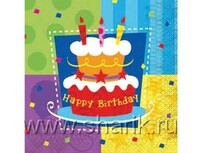 1502-0707 Салфетка Торт Birthday 33см 12шт/G	
