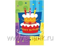 1502-0708 Скатерть п/э Торт Birthday 140х180см/G	