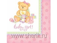 1502-1071 Салфетка Медвежонок Девочка 33см 16шт/А	