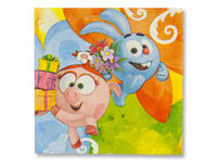 1502-1959 Салфетка Смешарики Акварель 25см 16шт/А	