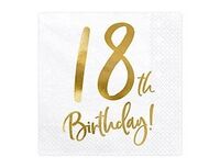 1502-5572 Салфетка 18th Birthday белая 33см20шт/PD	