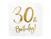 1502-5573 Салфетка 30th Birthday белая 33см20шт/PD	