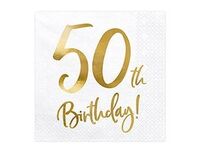 1502-5574 Салфетка 50th Birthday белая 33см20шт/PD	