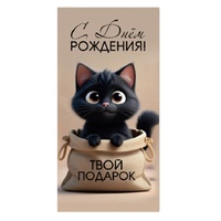 1509-2779 Конверт д/денег С ДР Кот черный