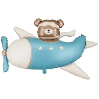 1207-6827 ПД ФИГУРА Мишка в самолете Light Blue